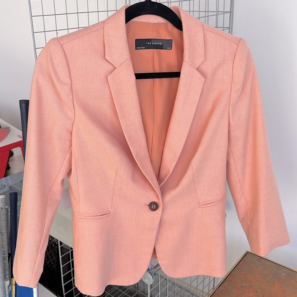 The Limited One Button Casual Blazer. Light orange color/pattern. Size XS.
